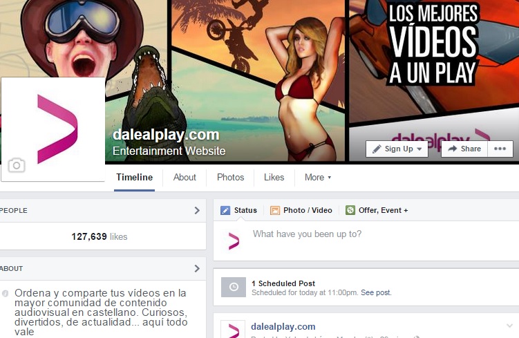 Página de Facebook de Dalealplay