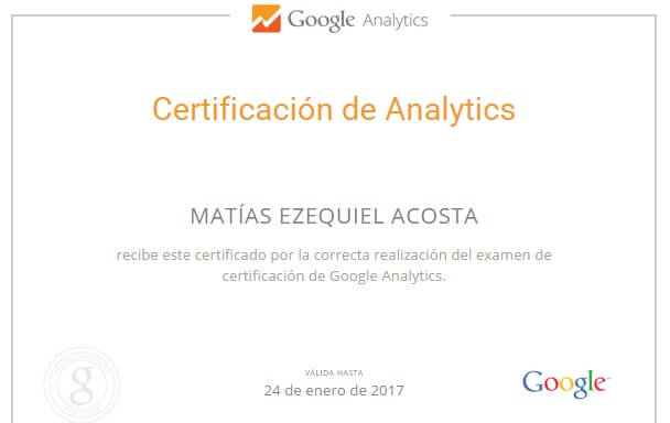 certificado de Google Analytics