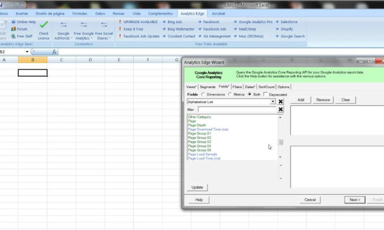Analytics Edge: Cómo automatizar informes de Google Analytics en Excel